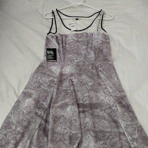 NWT Express Flare Dress - Floral/Lace/Leather Trim